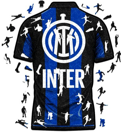 Iconic Puzzles, Inter Jersey, offizielles Produkt, Holzpuzzle für Erwachsene und Kinder, 100% nachhaltiges Holz, Größe S, 150 Stück
