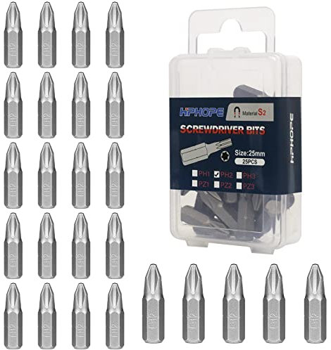 HPHOPE PH2 Bit, Phillips Bits PH2, Bit-Sortiment (Länge: 25mm, 25Stück)