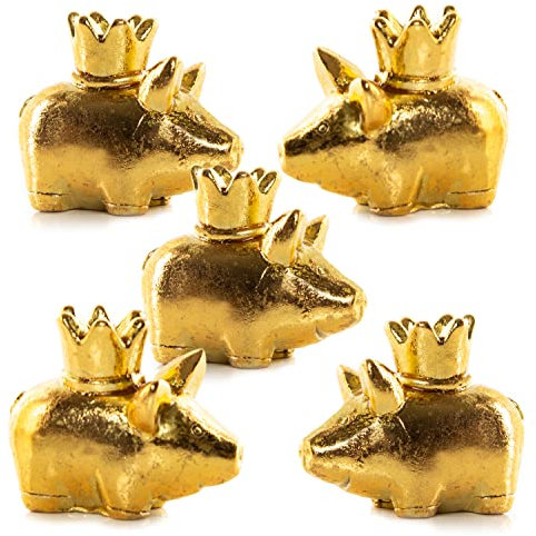 Logbuch-Verlag 5 goldene Glücksschweine Tischdeko kleines Geschenk Weihnachten Silvester 4 cm Gäste Give-Away