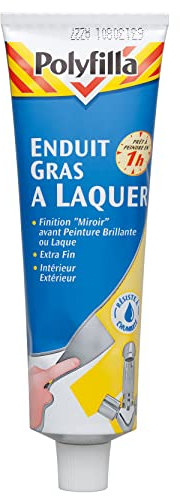 Polyfilla Enduit Gras à Laquer - Finition miroir avant peinture brillante ou laque - Intérieur et Extérieur - Pâte tube 125ml
