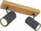 bmf-versand® Deckenstrahler 2 Flammig Schwenkbar Graphit - Deckenleuchte mit 2 Spots Holz Optik - Deckenlampe Wohnzimmer Modern - Strahler Küche Fassung GU10
