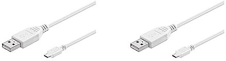 goobay 96192 Câble de données et de charge Micro USB Hi-Speed Câble, USB 2.0 mâle (type A) > USB 2.0-Micro mâle (type B), blanc, 0,6m (Lot de 2)