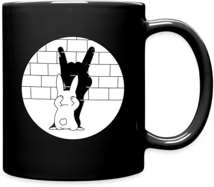 Spreadshirt Lapin Ombre Humour Metal Hard Rock Musique Drôle Tasse Mug, taille unique, noir