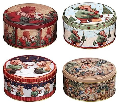 DOITOOL 4 Pcs Christmas candy box decor biscuits empty tin with deer ornament cookie tin christmas metal tins with lid Xmas Holder Small Case Iron Candy Case boxed cans