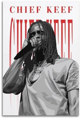 VZRSQZK Rapper Chief Keef-Poster, dekoratives Gemälde, Leinwand-Wandposter und Kunstdruck, modernes Familienschlafzimmer-Dekor-Poster, 20 x 30 cm