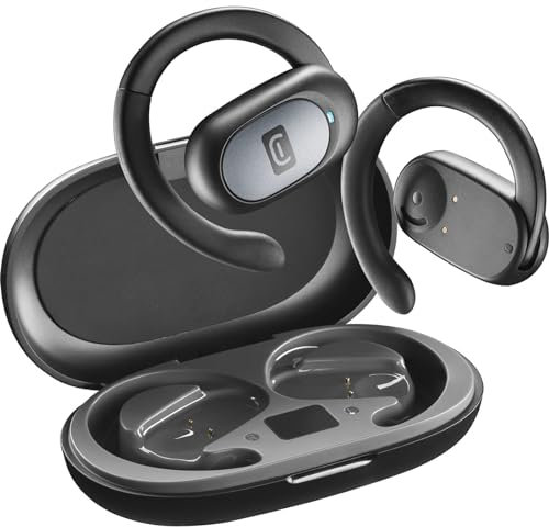 cellularline - Auricolare Bluetooth OPEN-EAR - 54 Ore di Play Time - Certificato IPX5 Resistente a Sudore e Schizzi - Archetto Regolabile - Nero