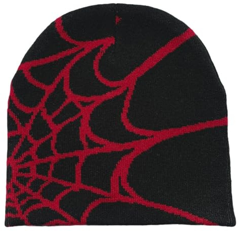 Y2k Slouch Beanie Unisex Mütze Cap Winter Knit Skater Hip Hop Strickmützen Baumwolle Lustig Spider Hut für Herren Damen Teenager Outdoor Bekleidung Accessoires Geschenk