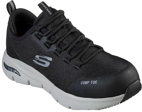 Skechers Arch Fit SR Ebinal, Stivali Antinfortunistici Donna, Nero Grigio, 39.5 EU