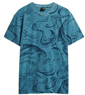 Superdry Herren Vintage T-Shirt mit überfärbtem Print Kaiblau XL