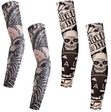 LuLiyLdJ 2 Pares Manguitos Running, Manguitos Voleibol, Manguitos Running Hombre, Fundas de Tatuaje, Mangas del Brazo para Hombre