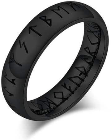 Hokech Punk Vintage Brief Rune Wörter Odin Nordische Wikinger Ringe für Männer Silber Farbe Edelstahl Mode Männlicher Schmuck Geschenke