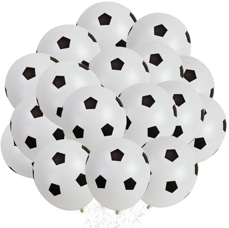 Fltengle 30Pcs Football Balloons 10 Inch White Football Balloons for Kids Birthday, Sports, Theme Party Decoration, European Cup Party Decoration