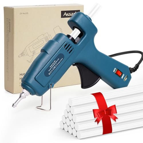Dual Power 60/100W Hot Glue Gun, Fireproof Anti-Drip Fast Preheating Heavy Duty Industrial Glue Gun with 10 Glue Sticks, Adjustable Power for DIY Craft, Home Repair, Wood, Gift Wrapping