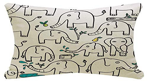 Throw Kissenbezüge Elefant Modebewusst Niedlich Dumbo Lustiges Nahtloses Muster Verschiedene Modische Texturen Sofakissen Bezug Dekorative,wasserdichte Kissenhülle Für Weihnachten Garten 40X60Cm