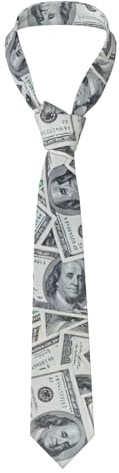 EdsfFehs Lustige Herren-Krawatte mit Dollar-Gelddruck, ideal für Hochzeit, Business, Party, Arbeit, Alltag, Abschlussfeier usw., Schwarz , One size
