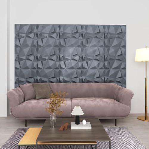 Lot de 12 panneaux muraux 3D 50 x 50 cm Gris diamant 3 m²