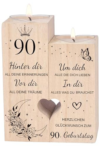 90 Geburtstag Frau Mann,Kerzenständer,90 Geburtstag Deko Geschenkideen,Geburtstagsgeschenk für Vater, Mama, Frau,Schwester, Freundin