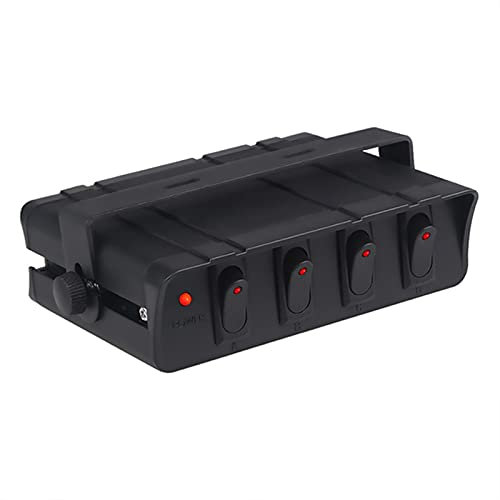 MUEOSI For panneau d'interrupteur à bascule de voiture de camion 12 V Marine avec voyant lumineux 4 6 Gang SPST panneau d'interrupteur boîte bateau yacht tableau électrique(4 Gang)