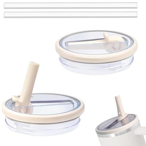 2 Tapas para Vaso Stanley-Cup de 40 Oz,Tapa Stanley-Cup con Paja,con 2 pajitas,tapa de repuesto para Stanley Cup,Stanley cup Accesorios,Compatible con Stanley Cup (blanco)