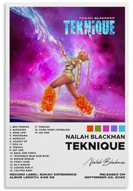 Teknique von Nailah Blackman Album-Poster, Wandkunst, dekoratives Gemälde, Schlafzimmer, Malposter, 30 x 45 cm, ungerahmter Stil