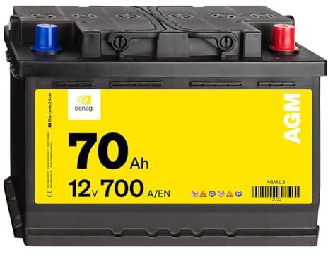 Denagi AGM Autobatterie 12V 70Ah 700A/EN Starterbatterie, Start-Stopp & Standheizung geeignet, absolut wartungsfrei