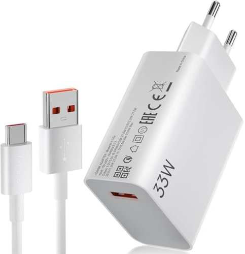 Caricatore 33w per Xiaomi con Cavo ricarica rapida USB C 6A 1 metro, caricabatterie turbo fast charge 13T/ 13/ 12S Ultra/ 13 Lite/ 12X/ 11T,Note 13Pro/12Pro/11Pro,11S 11 Ultra,Poco F5 X5 Pro