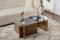 Hanah Home Élégante Table à café en Noyer, 105 x 65 x 40 cm, Plateau en 100% Verre trempé, 100% Panneau de Particules revêtu de mélamine, épaisseur 18 mm, Design élégant et Durable