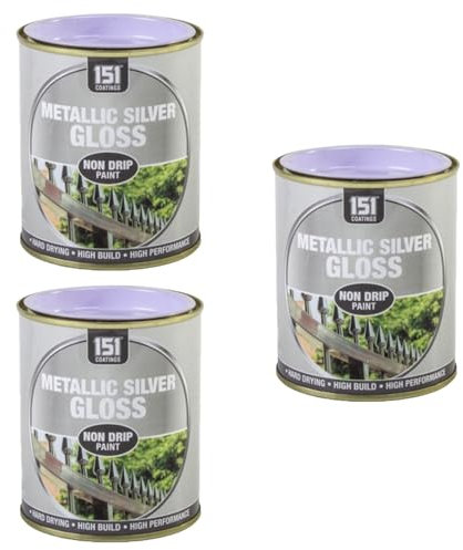 SDMAX Metallic Silver Non-Drip Paint, Durable And Gloss Finish, Hard Drying, Long Lasting Performance, Non-Cracking, Ideal Use For Interior And Exterior Use, 300ml Tin (3pcs)