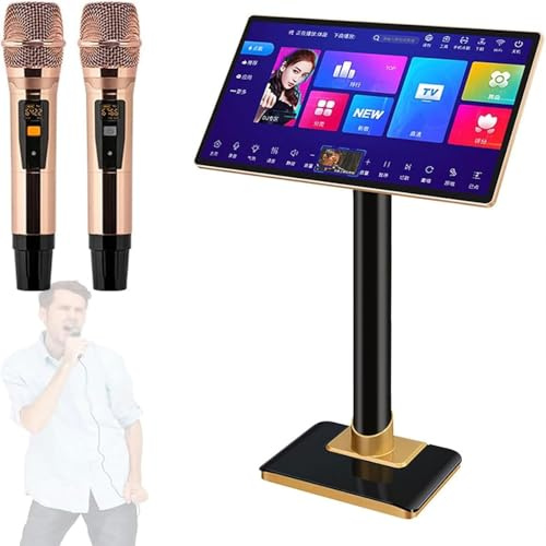 21.5 Inch Professional Karaoke,New Chinese Karaoke Machine Player,with Reverb Wireless Microphone, 22-inch capacitive Touch Screen Cloud Download Function YouTube APP Online Play,2TB