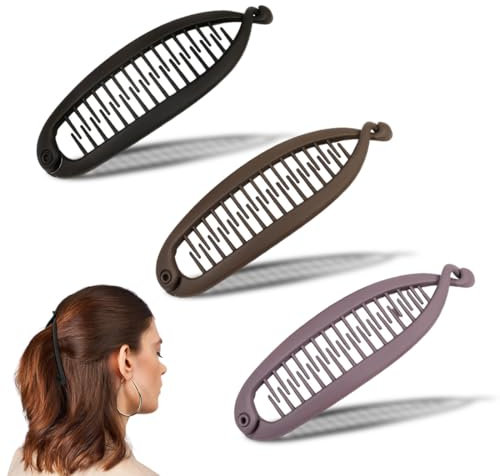 QOWUXHZ 3 Piezas Banana Clip Pelo Forma De Pez Resina Pinzas Para El Cabello Abrazadera Mujeres Accesorios Pinzas Para El Pelo De Cola De Caballo Para Cabello Grueso Y Rizado