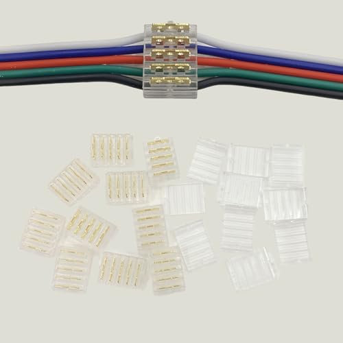 Wire Connectors Quick Connect Terminal,10pcs with Caps 5-Pin Electrical Splice Crimp, Wire to Wire Quick Connect, No Wire Stripping Required Compatible with 22-20 AWG LED Cable (5pin)