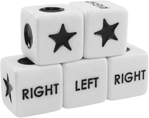 5 weiße Würfel links rechts in der Mitte, sechsseitige Standard-Größe, Acrylwürfel, leicht zu greifen, Standard-Spielwürfel (16 mm)