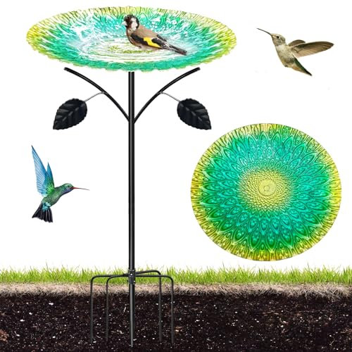 Abreuvoir Pour Oiseaux Sur Pied, Bain D'oiseaux Abreuvoir Exterieur, Bain D'oiseaux Pour Extérieur Abreuvoir Oiseaux, Bains Pour Oiseaux Sauvages, Mangeoire Oiseaux Décoration Pour Jardin(24.5*83cm)