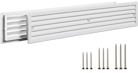 TURvent Aérations de porte pour portes intérieures – Couvercle d'aération blanc avec vis – Grille d'aération en plastique double face – Registre d'air pour salle de bain, garage, cuisine – Zone de