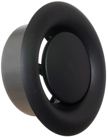 TURvent 4 inch Black/Anthracite Metal Diffuser - Adjustable Vent for Wall - Ceiling Duct Cover - Exhaust Air Valve - Round Ventilation Covers for Bathroom Kitchen Garage