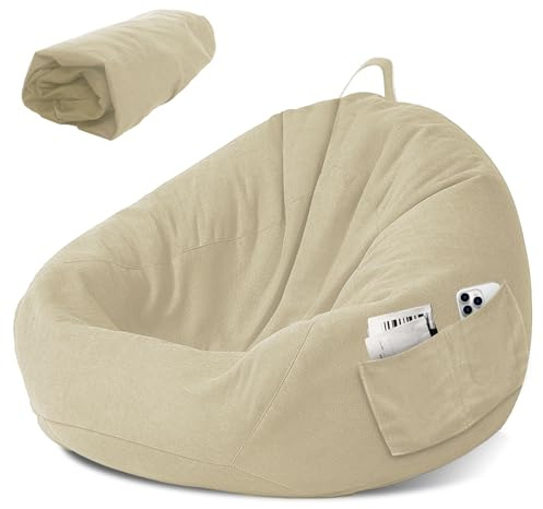 LEKEFETO Poltrona a sacco per bambini, fodera per poltrona a sacco, fodera per poltrona a sacco, senza imbottitura, per interni ed esterni, relax, camera da letto - 80 x 90 cm, Bianco