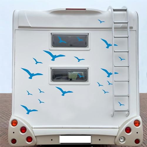 Decalart Kit 42 Adesivi universali GABBIANI uccelli per Camper Caravan Van Roulotte decalcomanie decorazioni camper L131 (053 Blu Leggero)