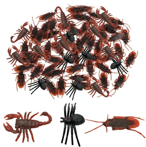 Teegxddy Kakerlaken Spiel,Scherzartikel,30 Pcs Realistische Insekten Aus Kunststoff,Anregende Künstliche Spinne, Skorpion, Kakerlake, Halloween Teasing Streich Requisiten