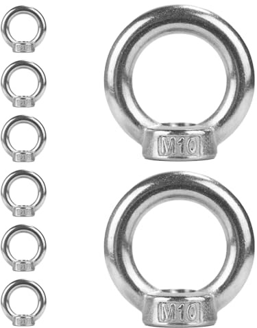 8 tuercas anulares M10, roscas de ojales, acero inoxidable 304, tuercas anulares, tuercas de ojal, tornillos de ojal, ojales de tornillo, anillos de hardware para accesorios de elevación (8, M10)