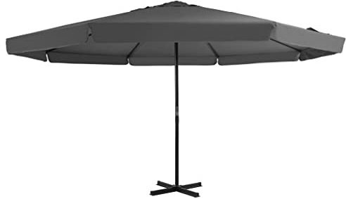 Holamys Sonnenschirm Anthrazit 500x300 cm, Aluminium-Mast, UV-Schutz Polyester, Kurbelsystem, 8 Rippen, für Garten, Terrasse, Pool, inklusive Ständer, großer Outdoor-Sonnenschutz
