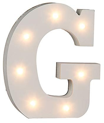 Out of the Blue 57/6080 - Holz Buchstabe G beleuchtet mit 7 LED Lichtern, batteriebetrieben, ca. 16 cm