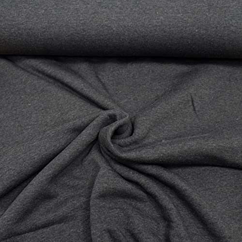 MAGAM-Stoffe Berlin Dicker Sweat Stoff Uni innen angeraut und weich Meterware 50cm (18. Anthrazit meliert)