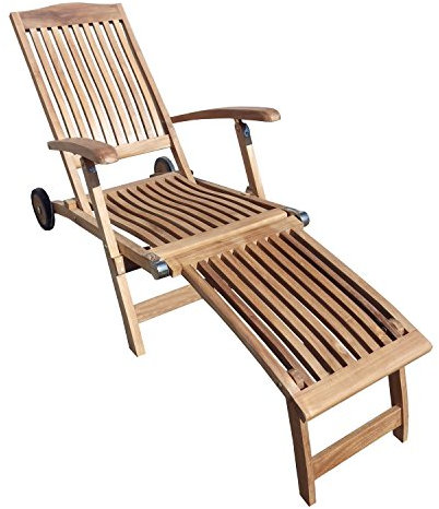 Deckchair 2945 Ergo mit Rädern 148x60x97cm Teakholz Selected Kernholz unbehandelt zusammengebaut
