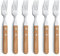 Amefa PIZZA 7000 Pizza-/ Steakgabel Set 6 Personen | Holz Griff | 18/0 Edelstahl | poliert & rostfrei | 2-fach genietete Griffe aus Pakka Wood | Pizzabesteck | Steakbesteck | Grillbesteck Set