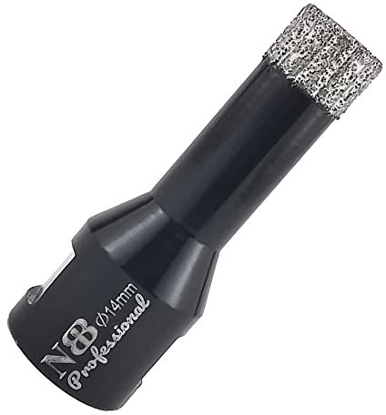 NBB Broca de diamante soldada al vacío con M14, para taladrar en seco y en húmedo profesionalmente en porcelana dura, cerámica, baldosas, granito, mármol, rápida, para Amoladora Angular (Dia.14mm)