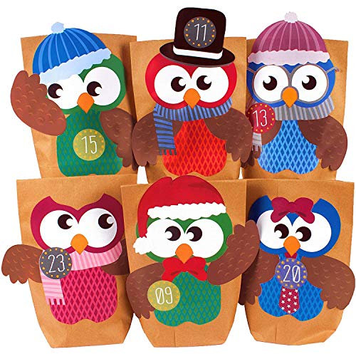 Vorgestanzter Adventskalender WEIHNACHTSEULEN zum selber basteln und befüllen - Umfangreiches DIY Bastel-Set inkl. 24 Kraftpapier-Tüten
