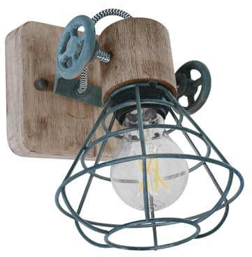 Steinhauer Retro Wand Strahler verstellbar Käfig Design Wohn Arbeits Zimmer Holz Spot Lampe 1578GR