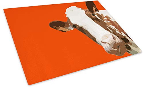 Orange Abstract Brown Cow Glass Chopping Board Kitchen Worktop Saver Protector