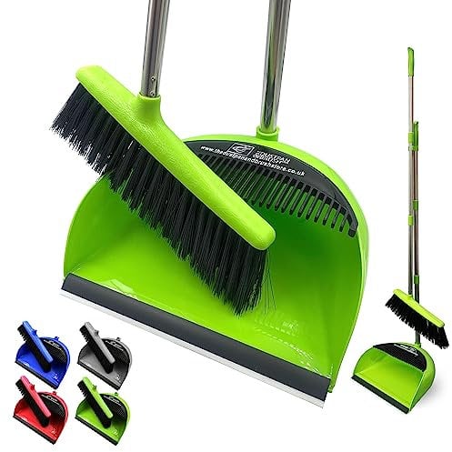TDBS The Dustpan and Brush Store Recogedor y Cepillo de Mango Largo Recogedor de Vestíbulo con Escoba de Mango Largo (Verde)