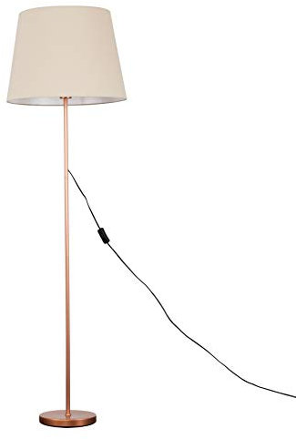 MiniSun | Modern Copper Metal Standard Floor Lamp with a Beige Tapered Shade | Floor Lamps & Torchieres, Home Décor & Improvement Essential